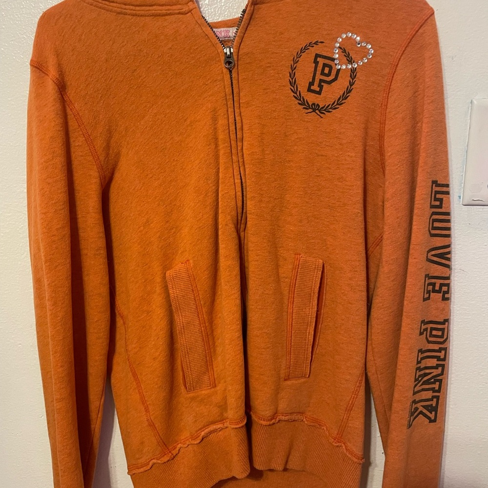 Victoria's Secret PINK Orange Fleece Jacket